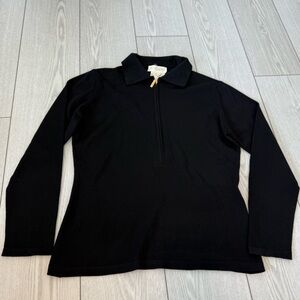 Escada 100% pure new wool black half zip sweater small 36 luxury classic vintage